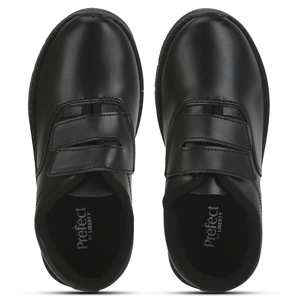 Prefect (Black) Velcro School Shoes For Kids S/BOY-V By Liberty