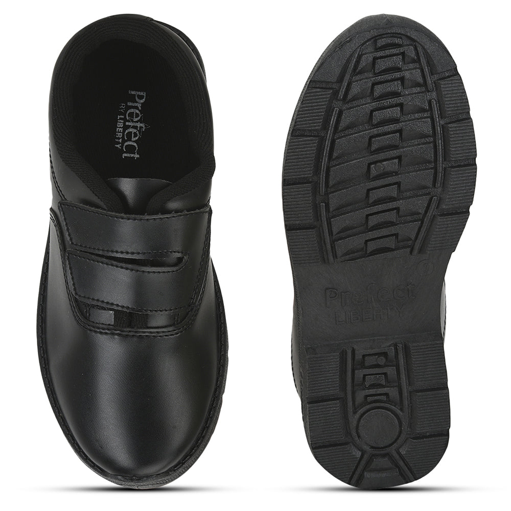 Prefect (Black) Velcro School Shoes For Kids S/BOY-V By Liberty