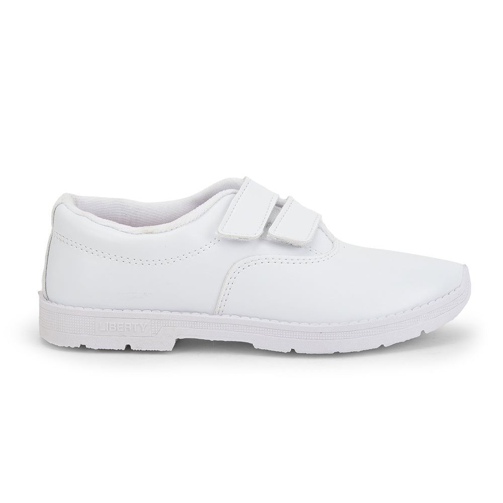 Prefect (White) Velcro School Shoes For Kids S/BOY-V By Liberty