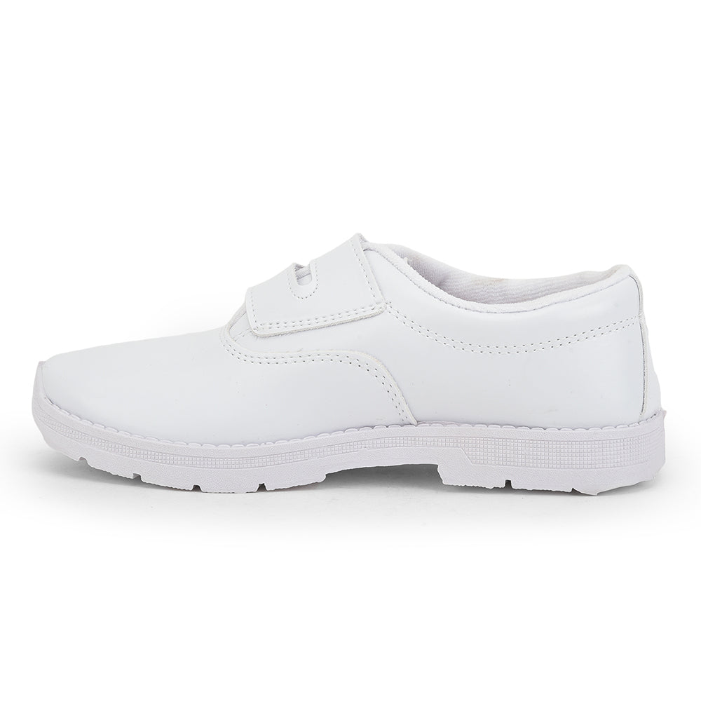 Prefect (White) Velcro School Shoes For Kids S/BOY-V By Liberty