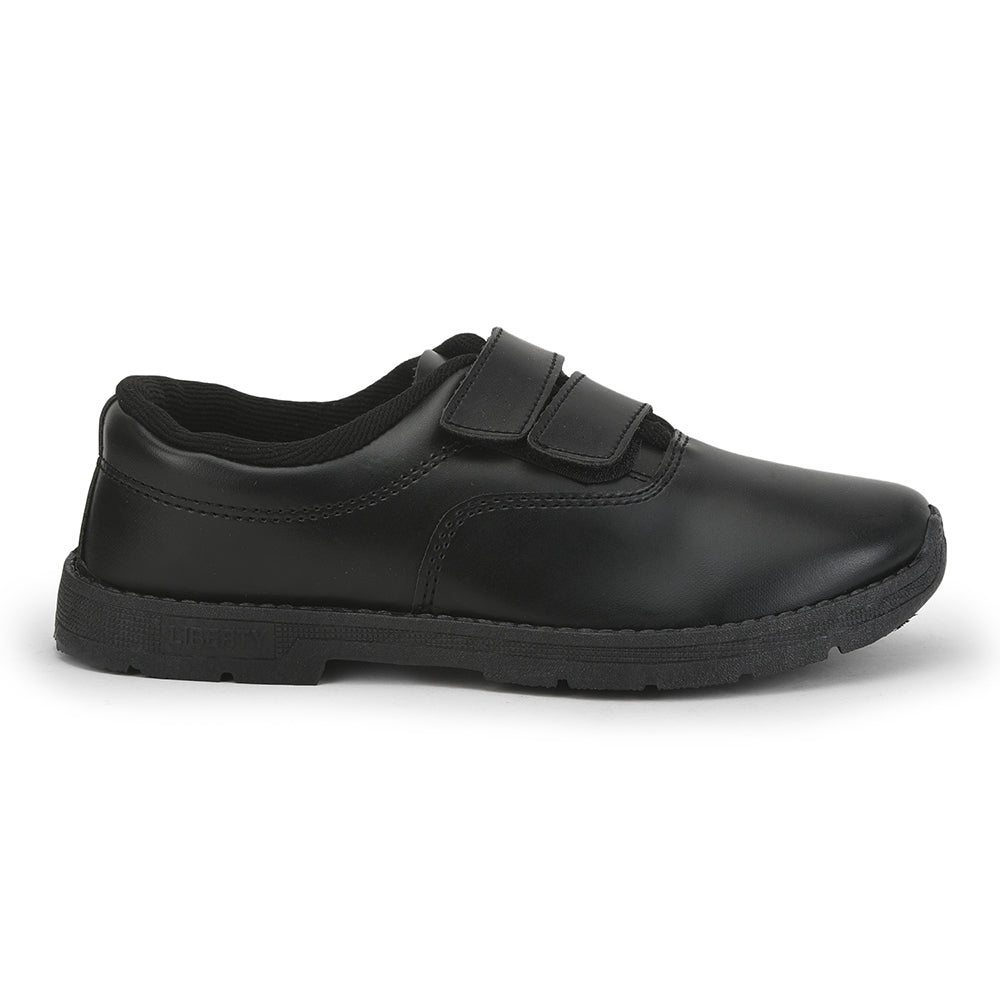 Prefect (Black) Velcro School Shoes For Kids S/BOY-V By Liberty