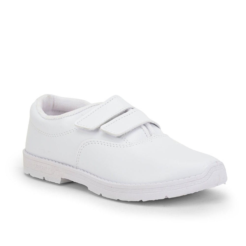 Prefect (White) Velcro School Shoes For Kids S/BOY-V By Liberty