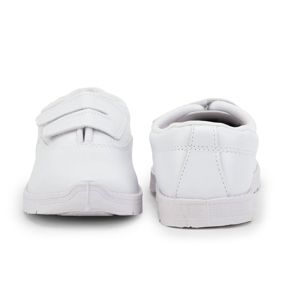 Prefect (White) Velcro School Shoes For Kids S/BOY-V By Liberty