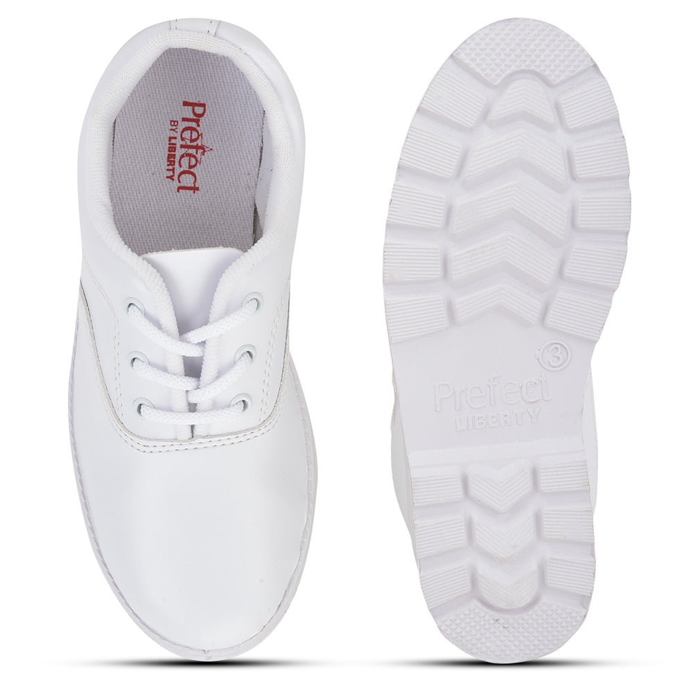 Prefect (White) Lacing School Shoes For Kids S-BOYEXCEA By Liberty