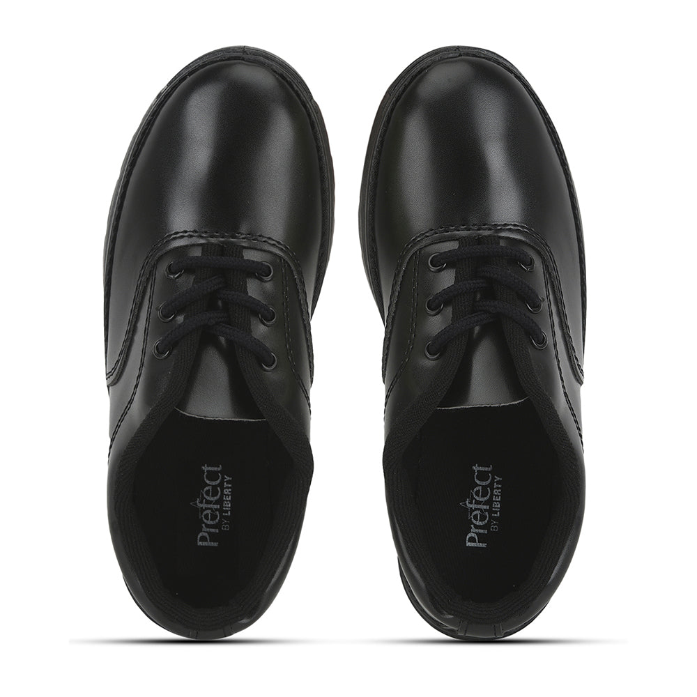 Prefect (Black) Lacing School Shoes For Kids S-BOYEXCEA By Liberty