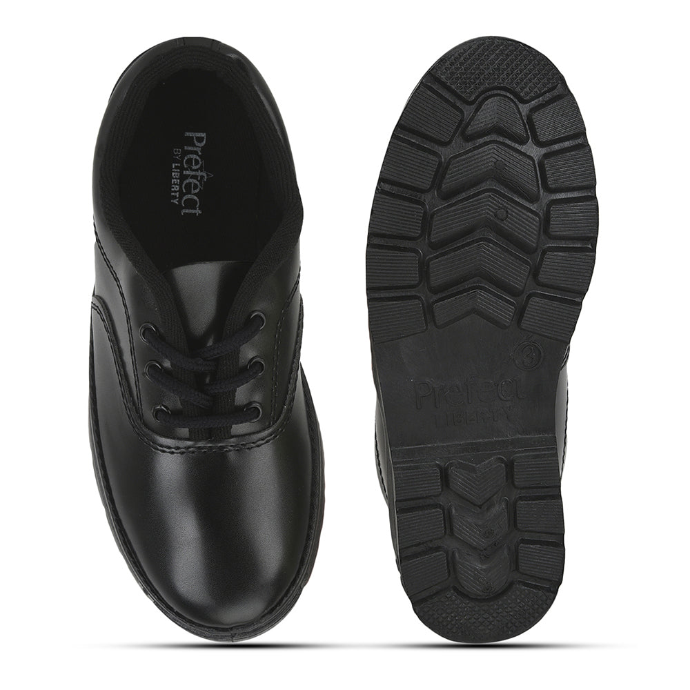 Prefect (Black) Lacing School Shoes For Kids S-BOYEXCEA By Liberty