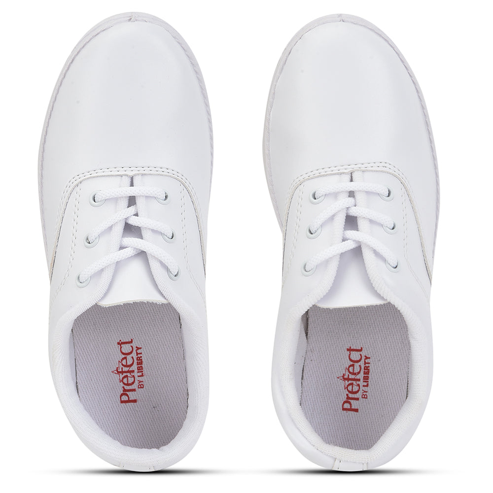 Prefect (White) Lacing School Shoes For Kids S-BOYEXCEA By Liberty