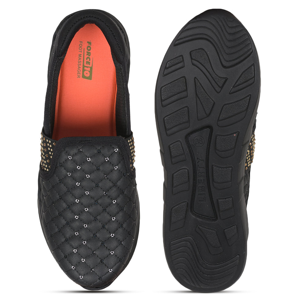 Force 1 Casual Slip On Shoes Ladies (BLACK) AVILA-32 By Liberty