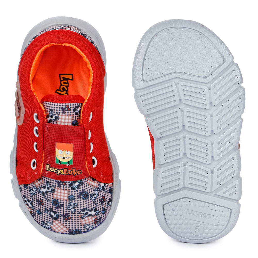 Lucy & Luke Casual Red Non-Lacing Shoes For Kids FLYNN-15 By Liberty