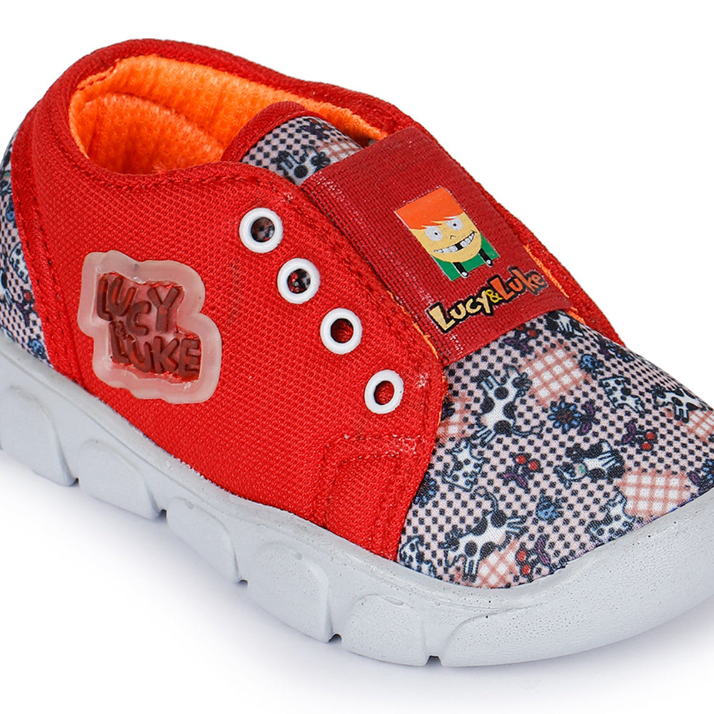 Lucy & Luke Casual Red Non-Lacing Shoes For Kids FLYNN-15 By Liberty