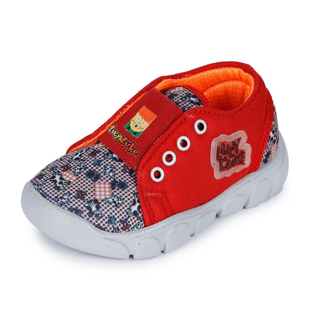 Lucy & Luke Casual Red Non-Lacing Shoes For Kids FLYNN-15 By Liberty