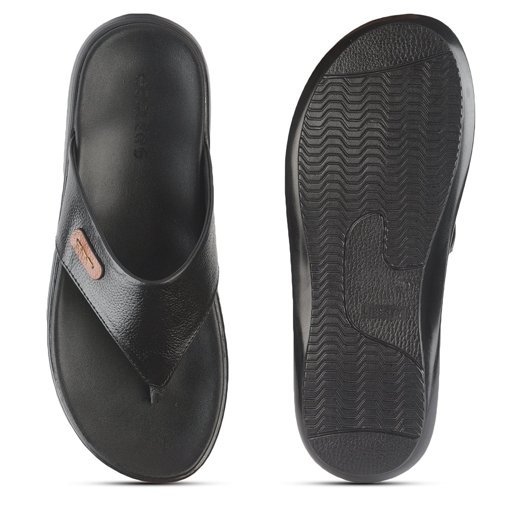 Healers Casual Black Slipper For Men MDL-5 By Liberty