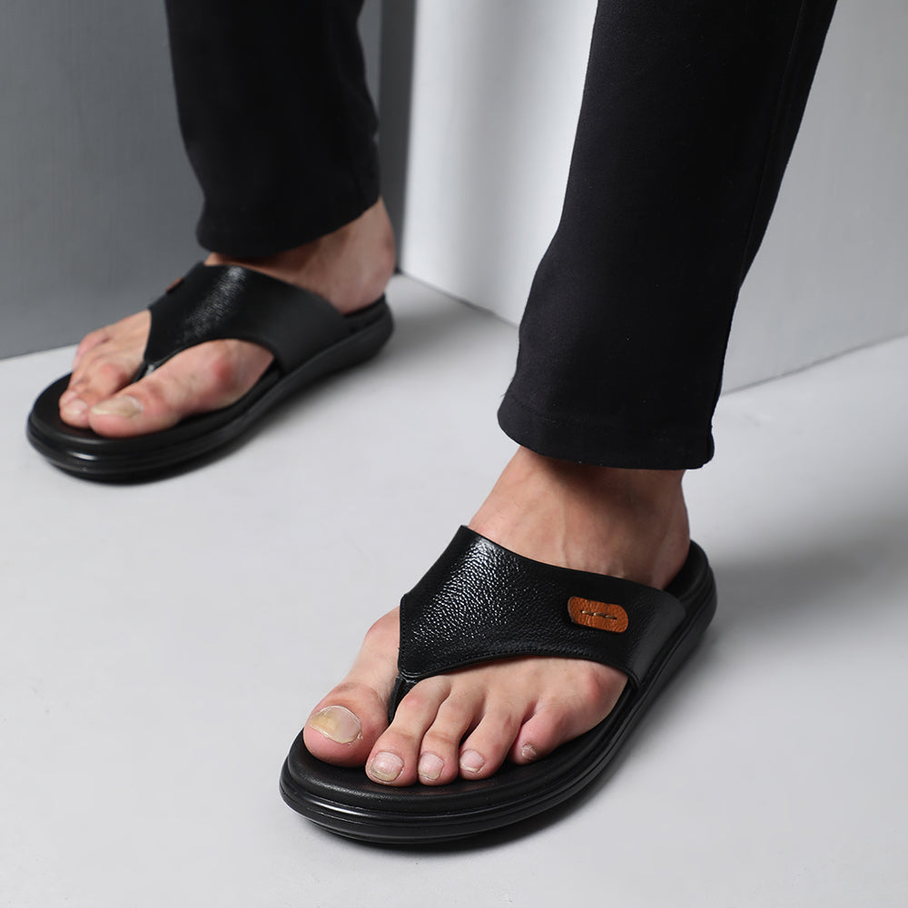 Healers Casual Black Slipper For Men MDL-5 By Liberty