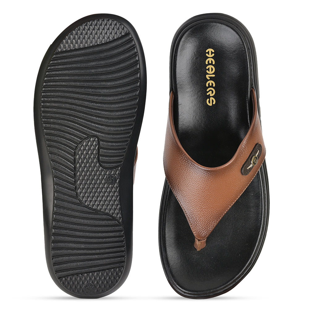 Healers Casual Tan Slipper For Men MDL-5 By Liberty