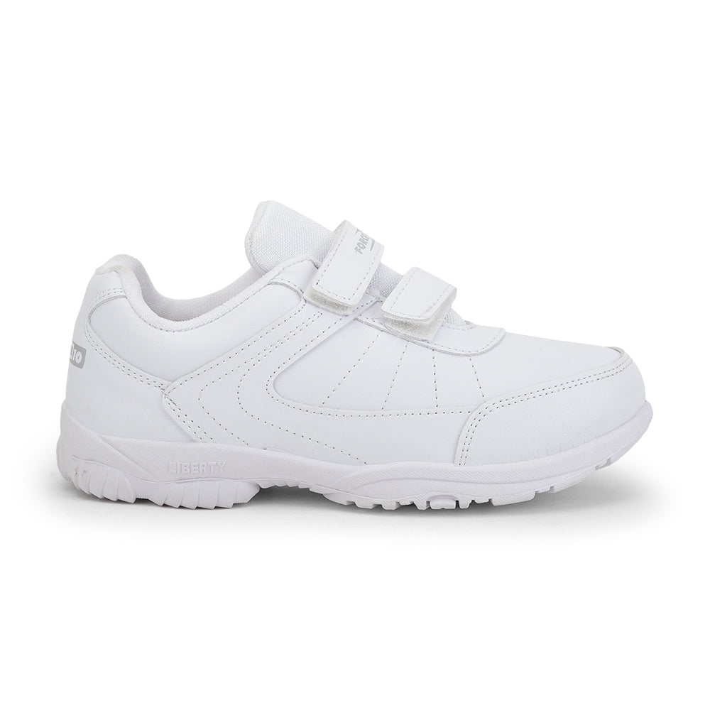 Force 1 (White) Velcro School Shoes For Kids SCHZONE-DV By Liberty