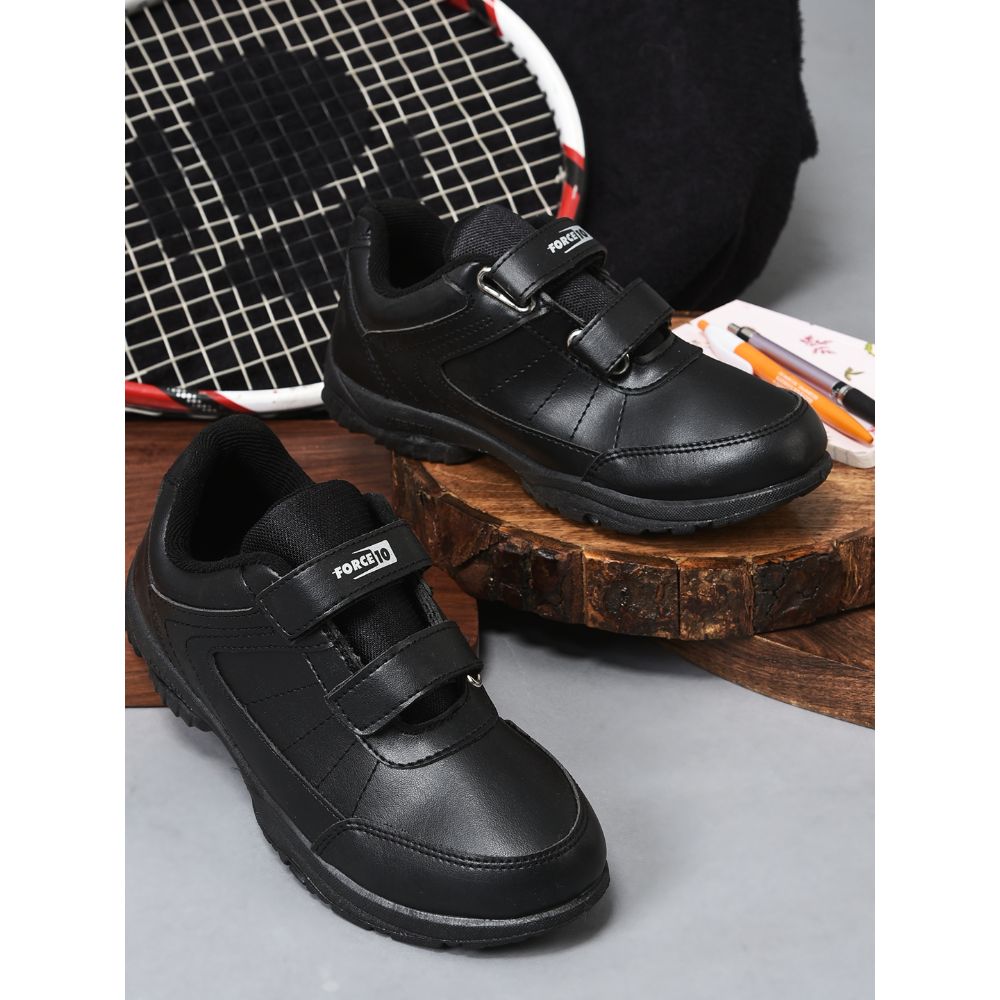 Force 1 (Black) Velcro School Shoes For Kids SCHZONE-DV By Liberty