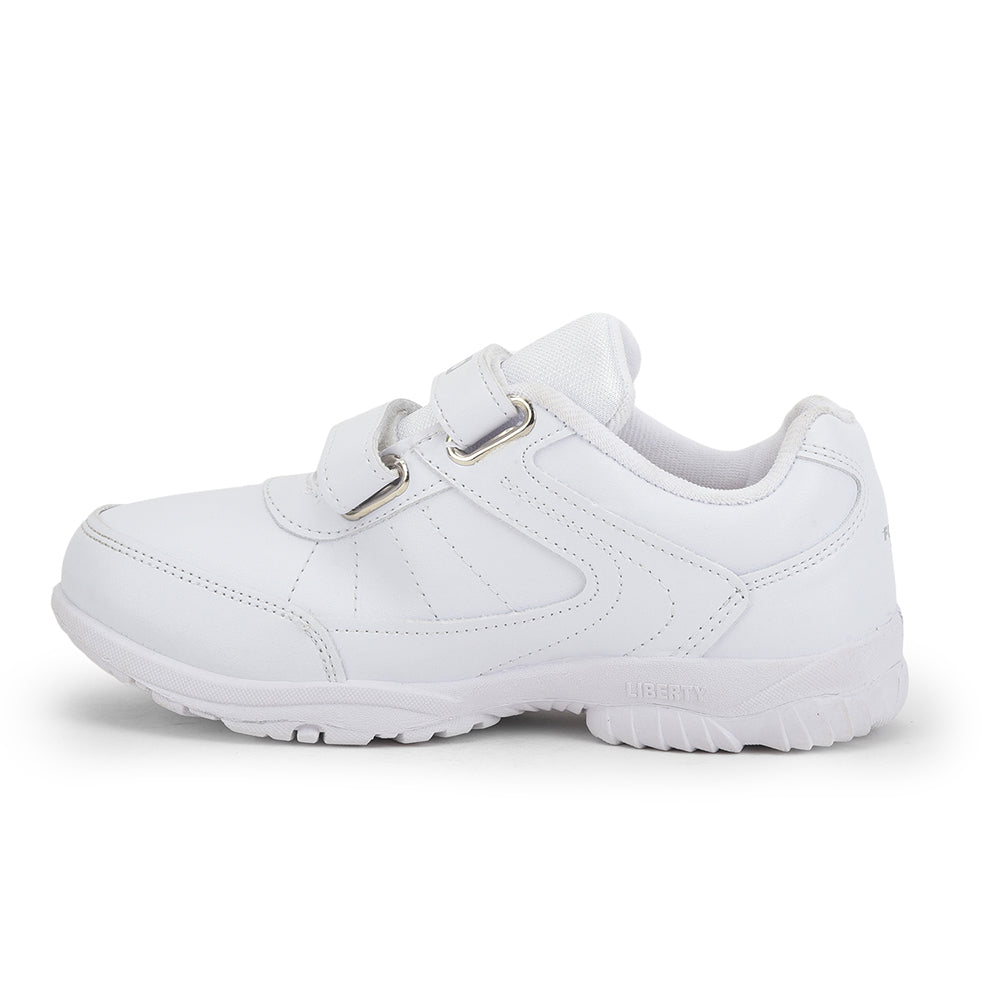 Force 1 (White) Velcro School Shoes For Kids SCHZONE-DV By Liberty