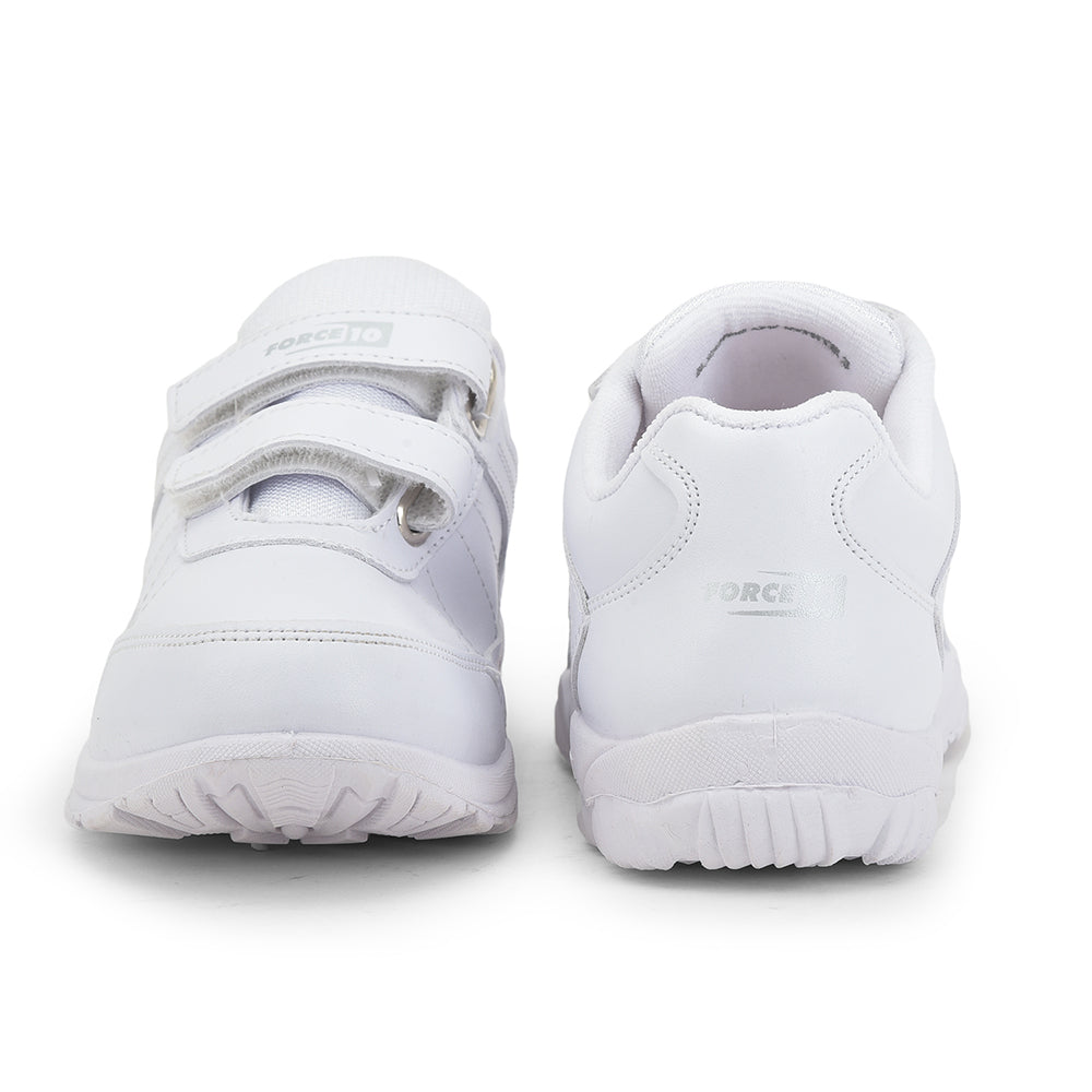 Force 1 (White) Velcro School Shoes For Kids SCHZONE-DV By Liberty