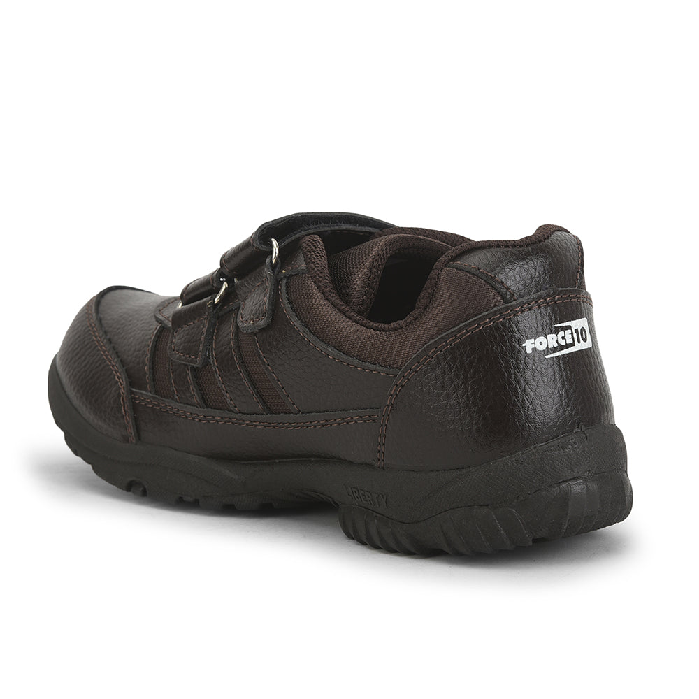 Force 1 (Brown) Velcro School Shoes For Kids 8151-18VEL By Liberty