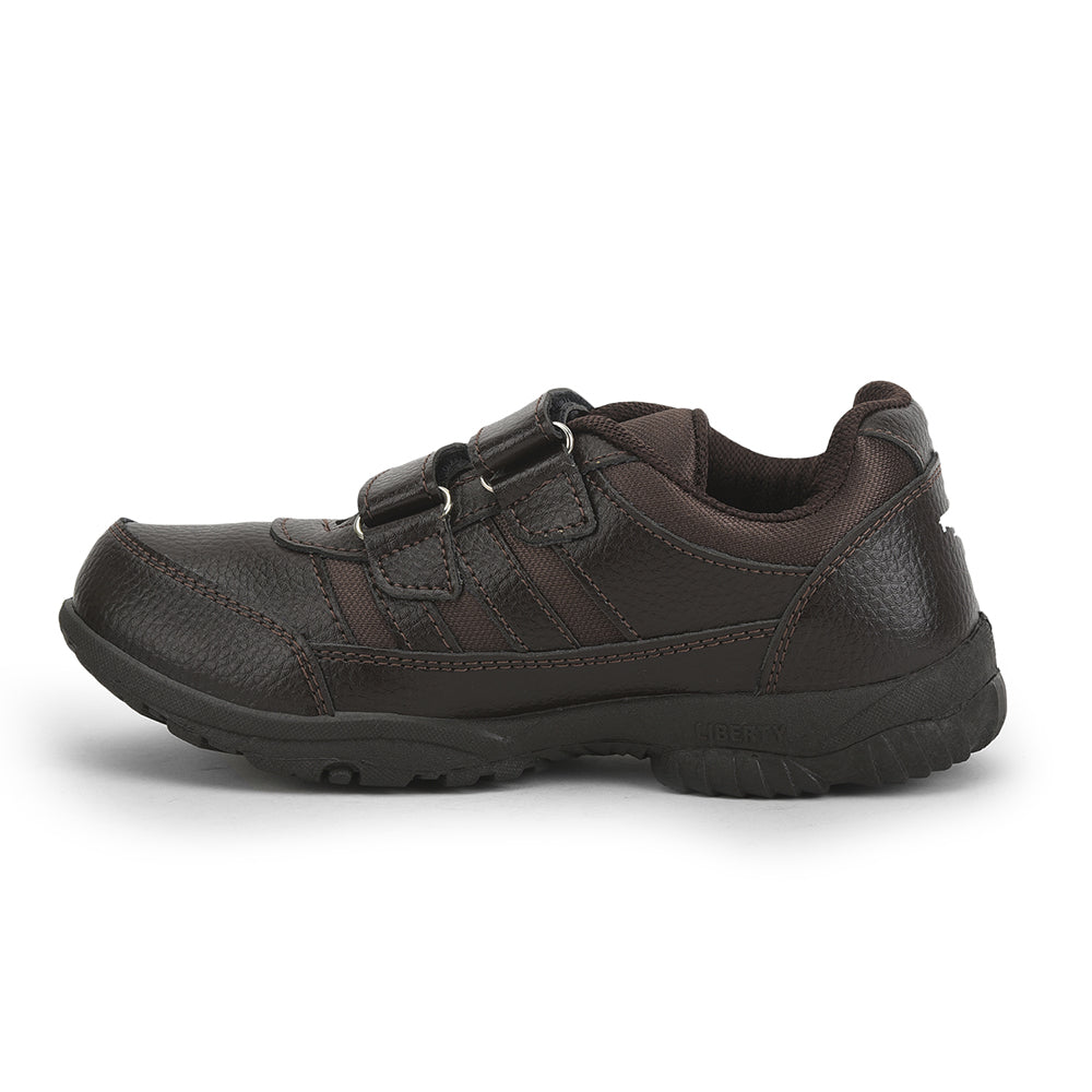 Force 1 (Brown) Velcro School Shoes For Kids 8151-18VEL By Liberty