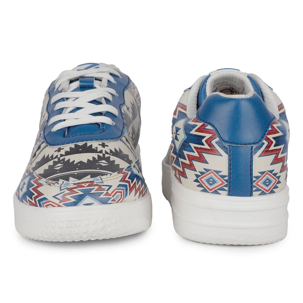 Leap7x Lacing White Printed Himalayan Handloom Casual Sneakers For Men MJH-M4 By Liberty