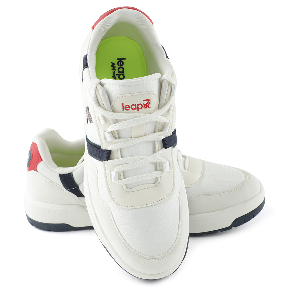 Leap7x White Sports Lacing Walking Shoes For Men NEXTER-3E 