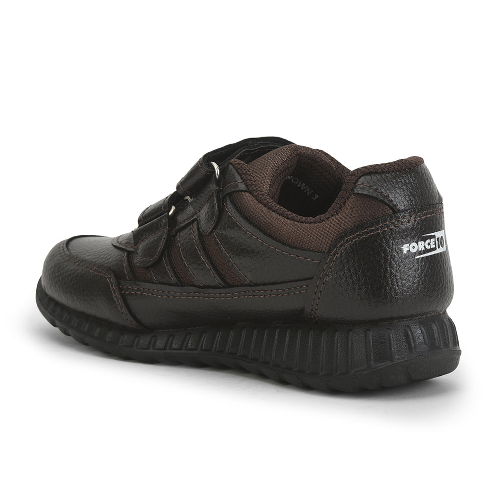 Force 1 (Brown) Velcro School Shoes For Kids ELECTRA-V By Liberty