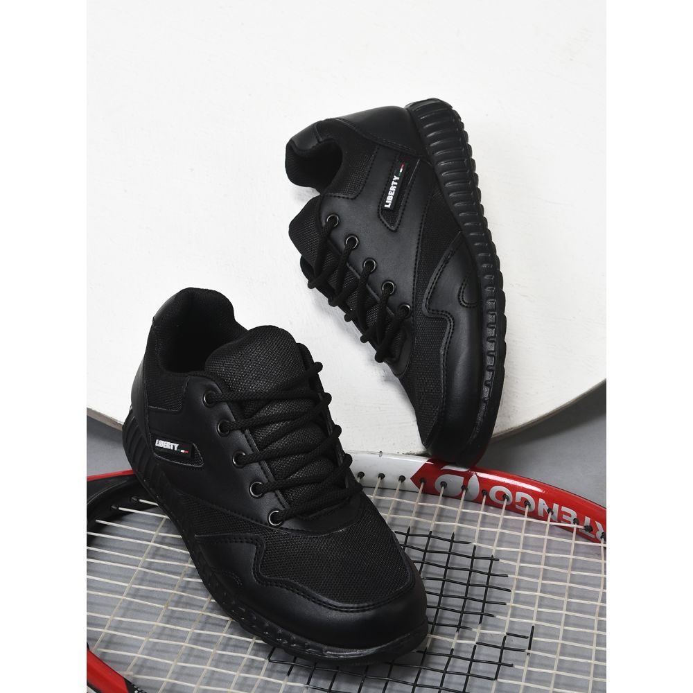 Force 1 (Black) Lacing Sports School Shoes For Kids 996-9GN By Liberty