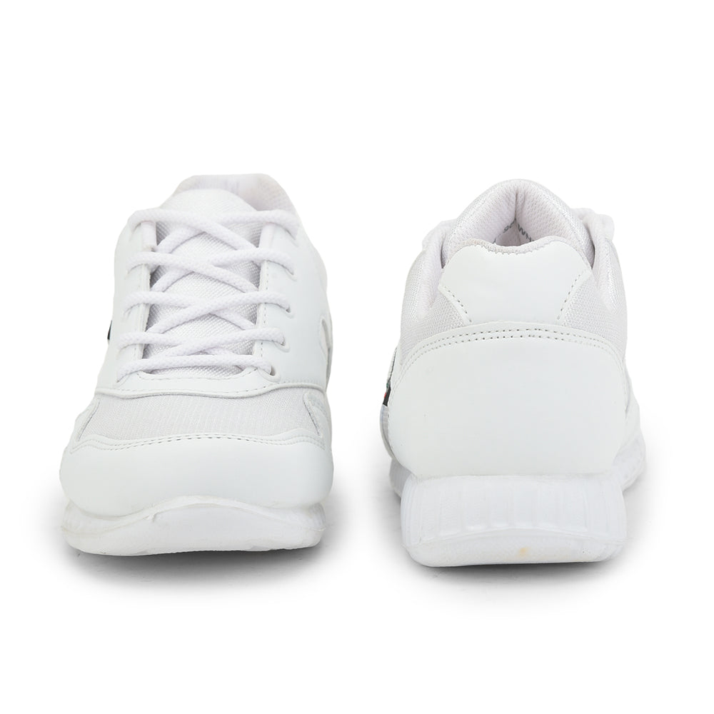 Force 1 (White) Lacing Sports School Shoes For Kids 996-9GN By Liberty