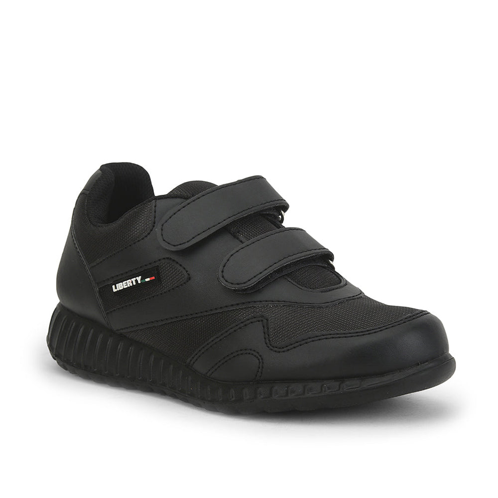 Force 1 (Black) Velcro Sports School Shoes For Kids 996-9VGN By Liberty