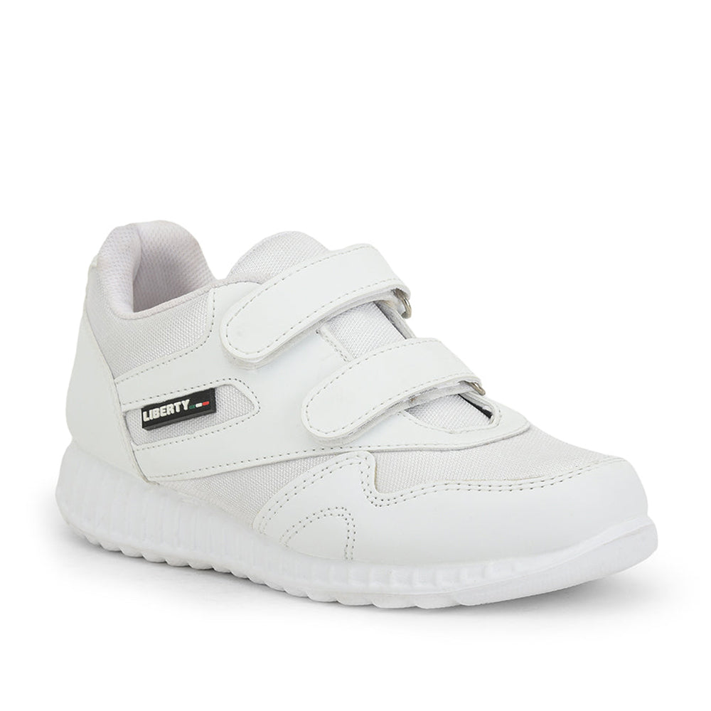 Force 1 (White) Velcro Sports School Shoes For Kids 996-9VGN By Liberty