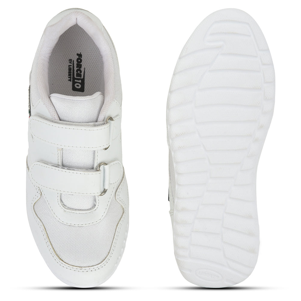 Force 1 (White) Velcro Sports School Shoes For Kids 996-9VGN By Liberty