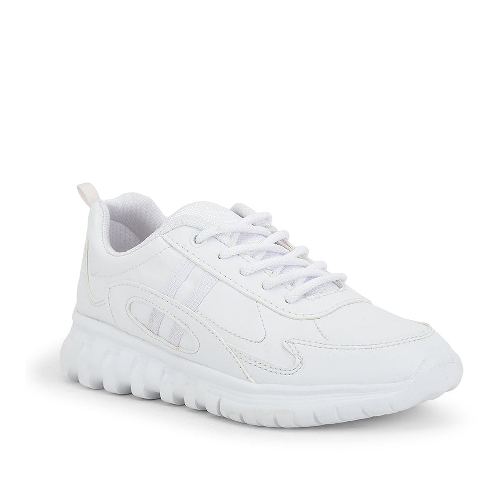 Force 1 Lacing White Uniform School Shoes For Kids 996-2T By Liberty