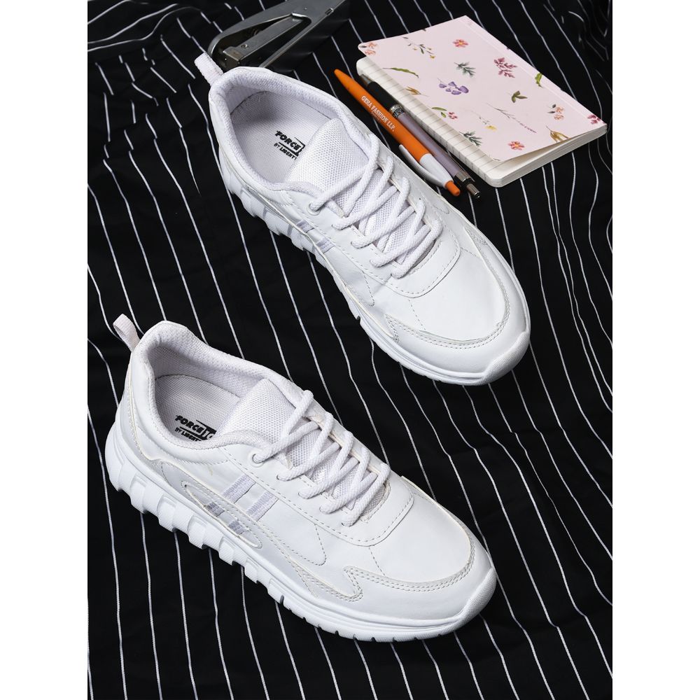 Force 1 Lacing White Uniform School Shoes For Kids 996-2T By Liberty