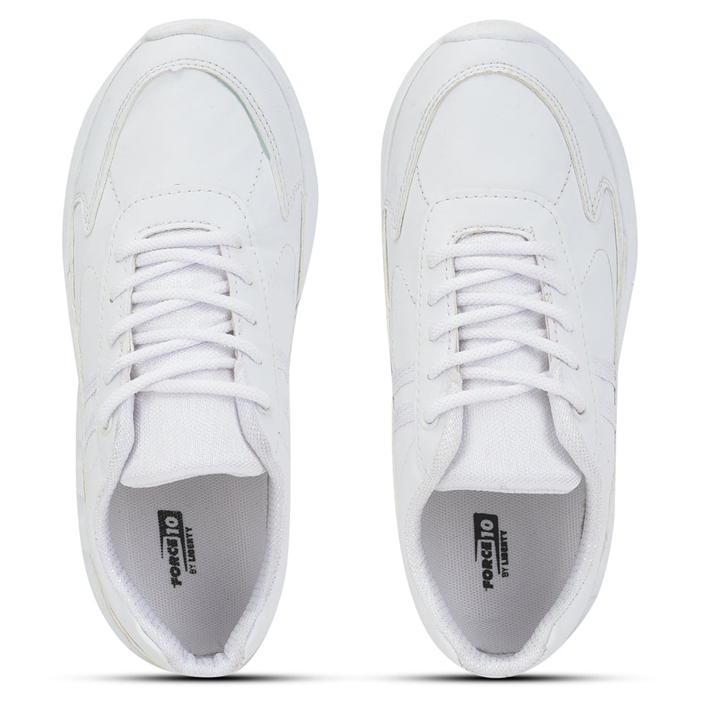 Force 1 Lacing White Uniform School Shoes For Kids 996-2T By Liberty