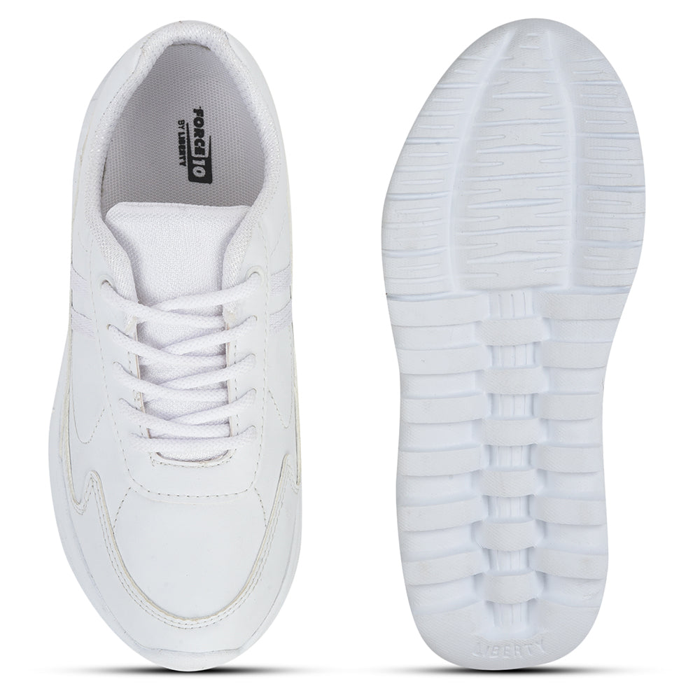 Force 1 Lacing White Uniform School Shoes For Kids 996-2T By Liberty