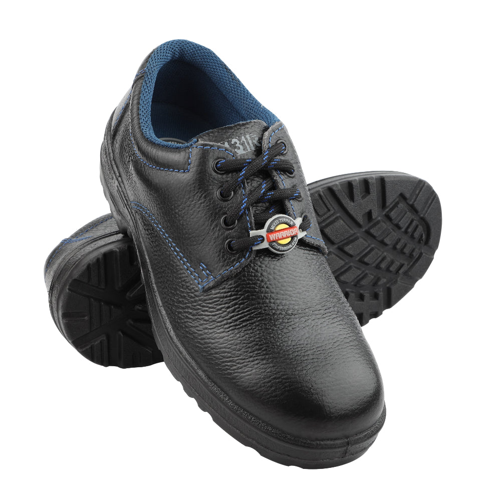 Warrior Black Industrial Lacing Safety Shoes for Men 98-1 By Liberty