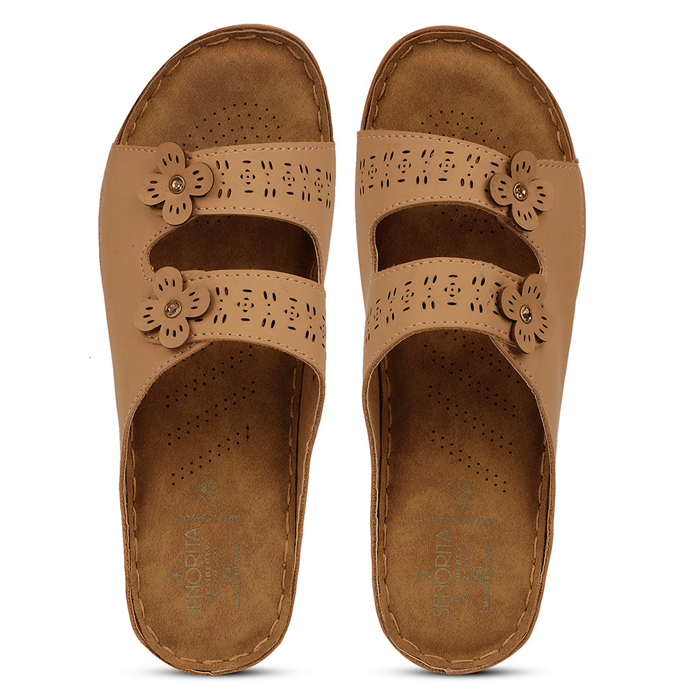 Senorita Casual Beige Slipper For Women S624-7 By Liberty