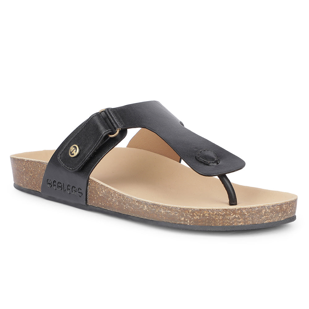 Healers Casual Black Buckle Slides For Women J332-12 By Liberty