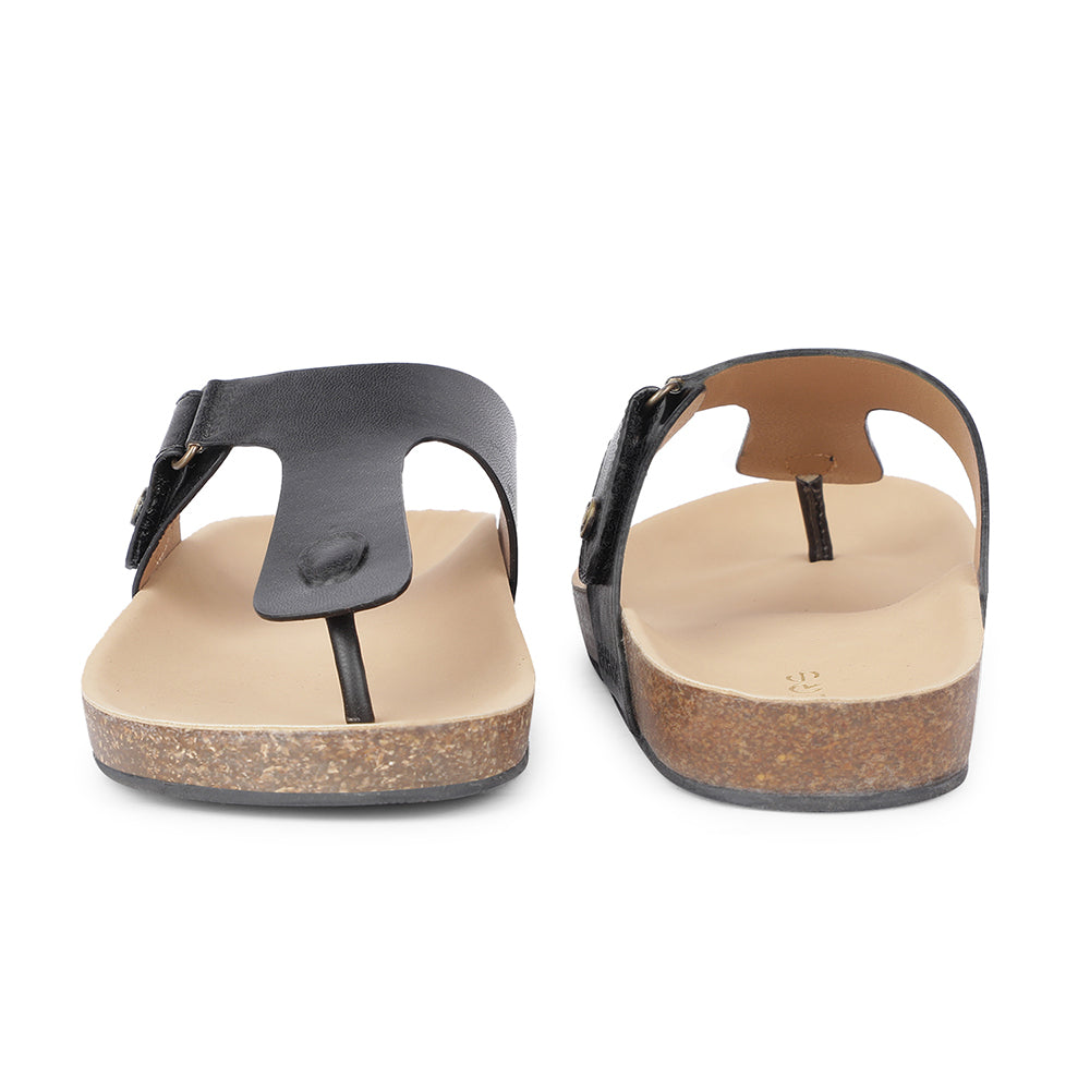 Healers Casual Black Buckle Slides For Women J332-12 By Liberty