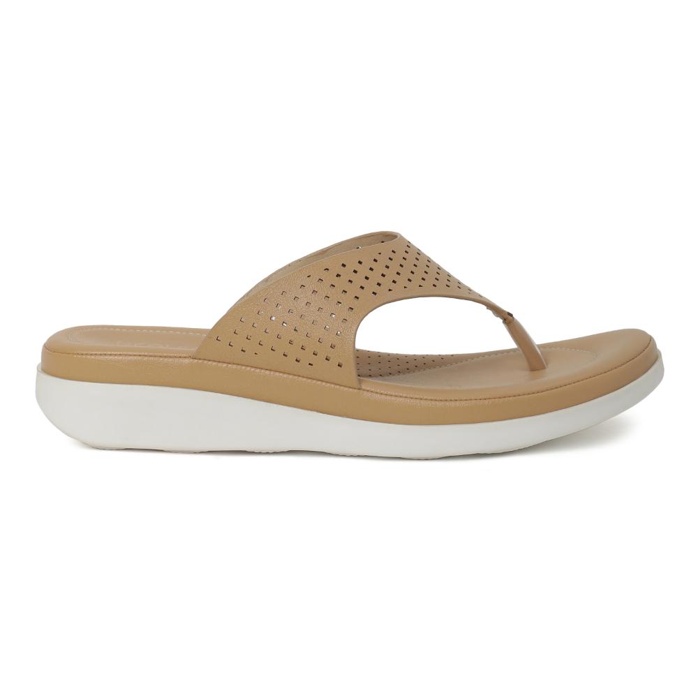 Healers Casual Beige Flip Flop For Women JD-4 By Liberty