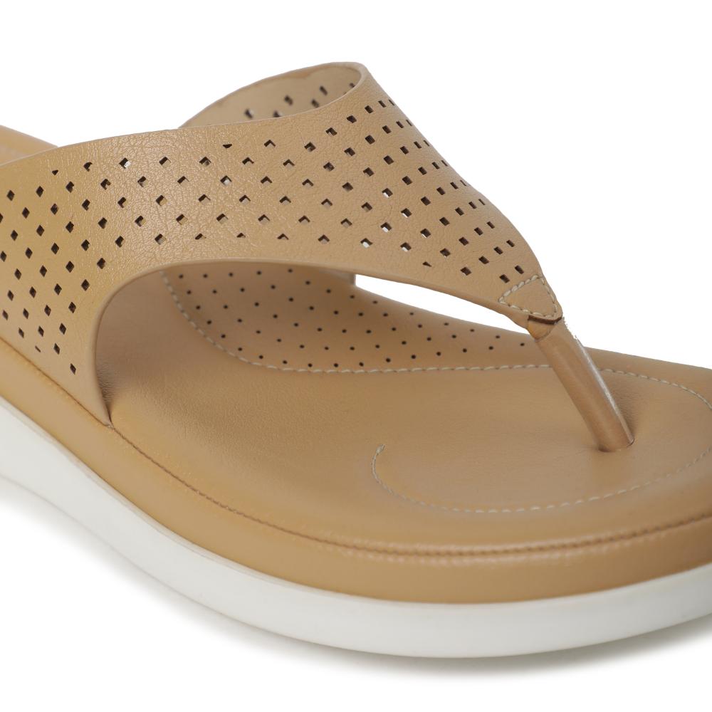 Healers Casual Beige Flip Flop For Women JD-4 By Liberty