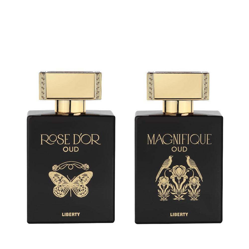 Liberty Luxury Magnifique & Rose Dyor Oud Perfume for Men Combo, Eau De Parfum (EDP) Spray, 1ml/3.4 Oz, Long Lasting Smell, Pack of 2 (1ml each)