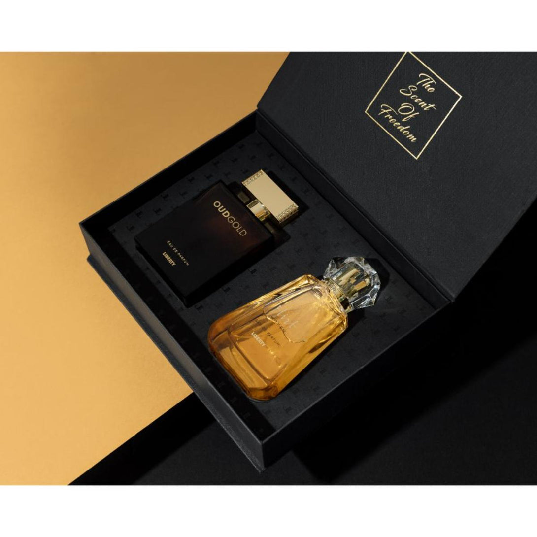 Liberty Luxury Flirt & Oud Gold Perfume For Men & Women Combo, 24 Hours Long Lasting Fragrance -Gift Pack of 2