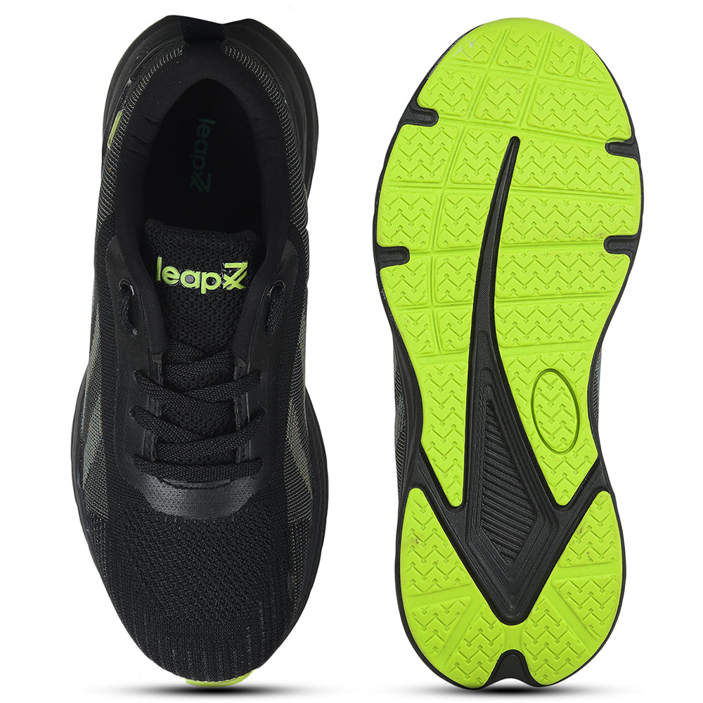 Leap7x Black Lacing Sports Walking Shoes For Kids OUTER-02 