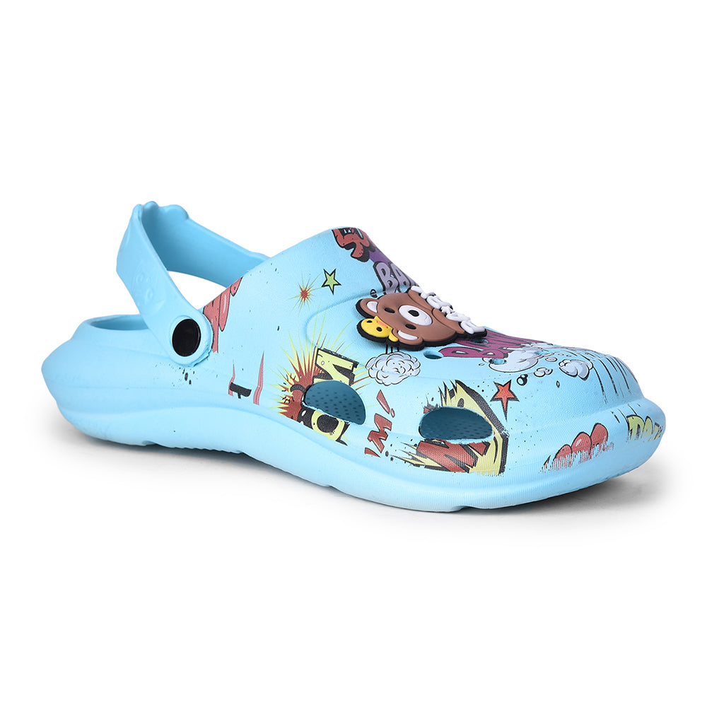 Lucy & Luke Sky Blue Casual Sling Back Clogs For Kids ALEX-1E By Liberty