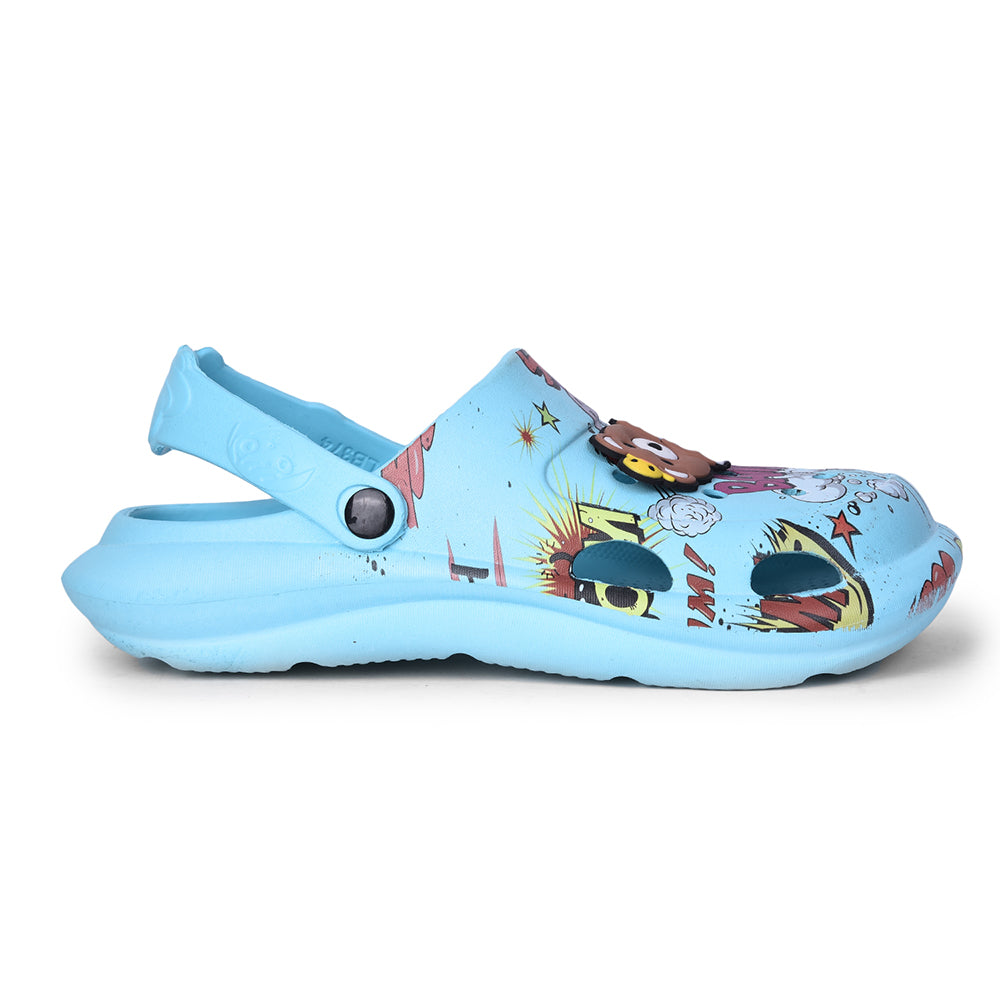 Lucy & Luke Sky Blue Casual Sling Back Clogs For Kids ALEX-1E By Liberty