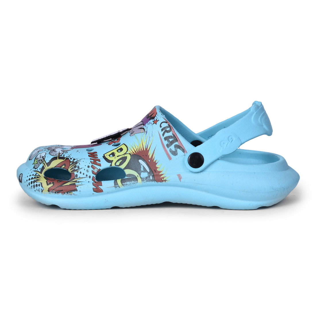 Lucy & Luke Sky Blue Casual Sling Back Clogs For Kids ALEX-1E By Liberty