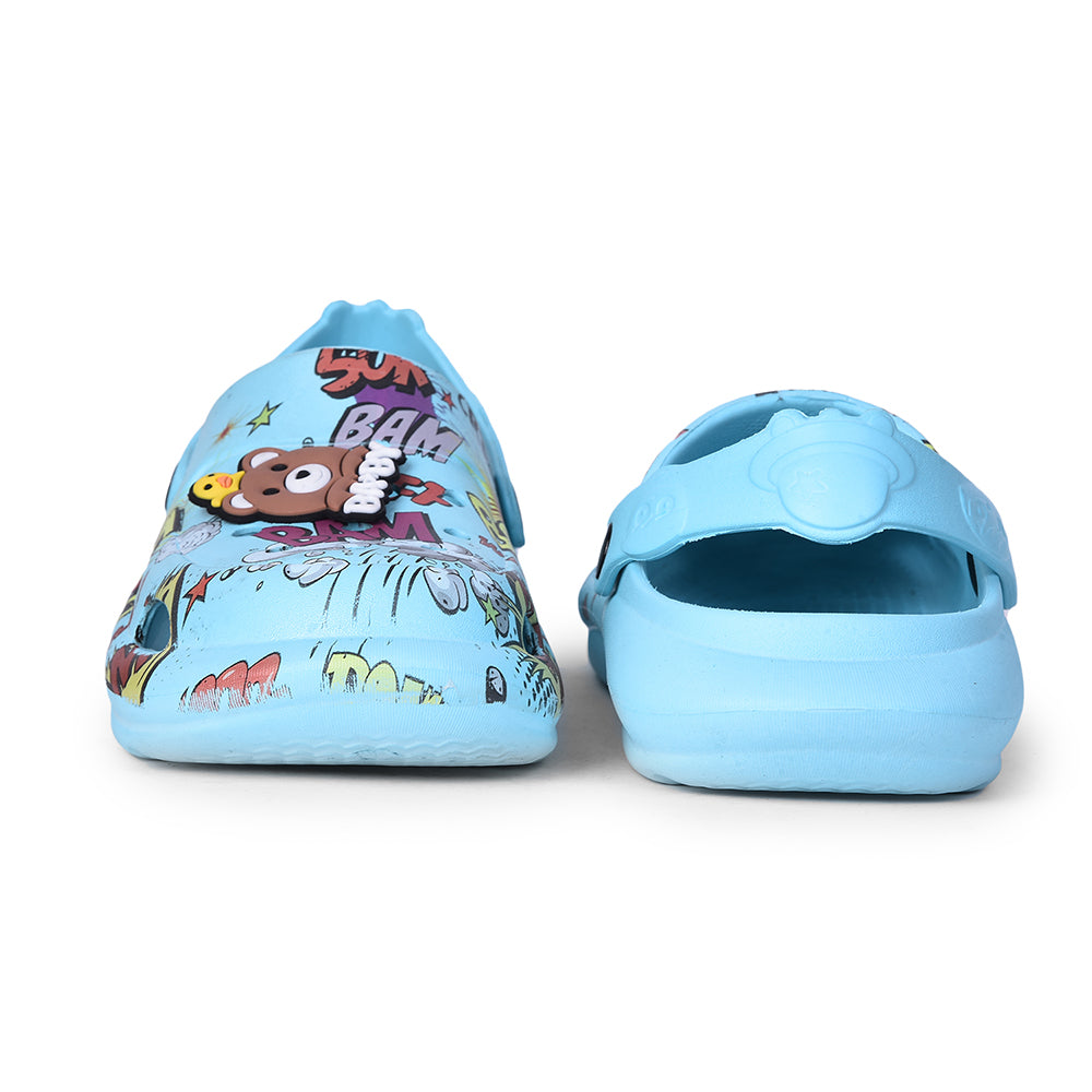 Lucy & Luke Sky Blue Casual Sling Back Clogs For Kids ALEX-1E By Liberty