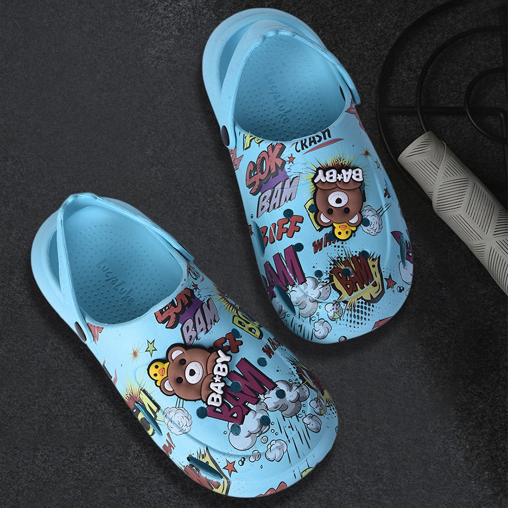 Lucy & Luke Sky Blue Casual Sling Back Clogs For Kids ALEX-1E By Liberty